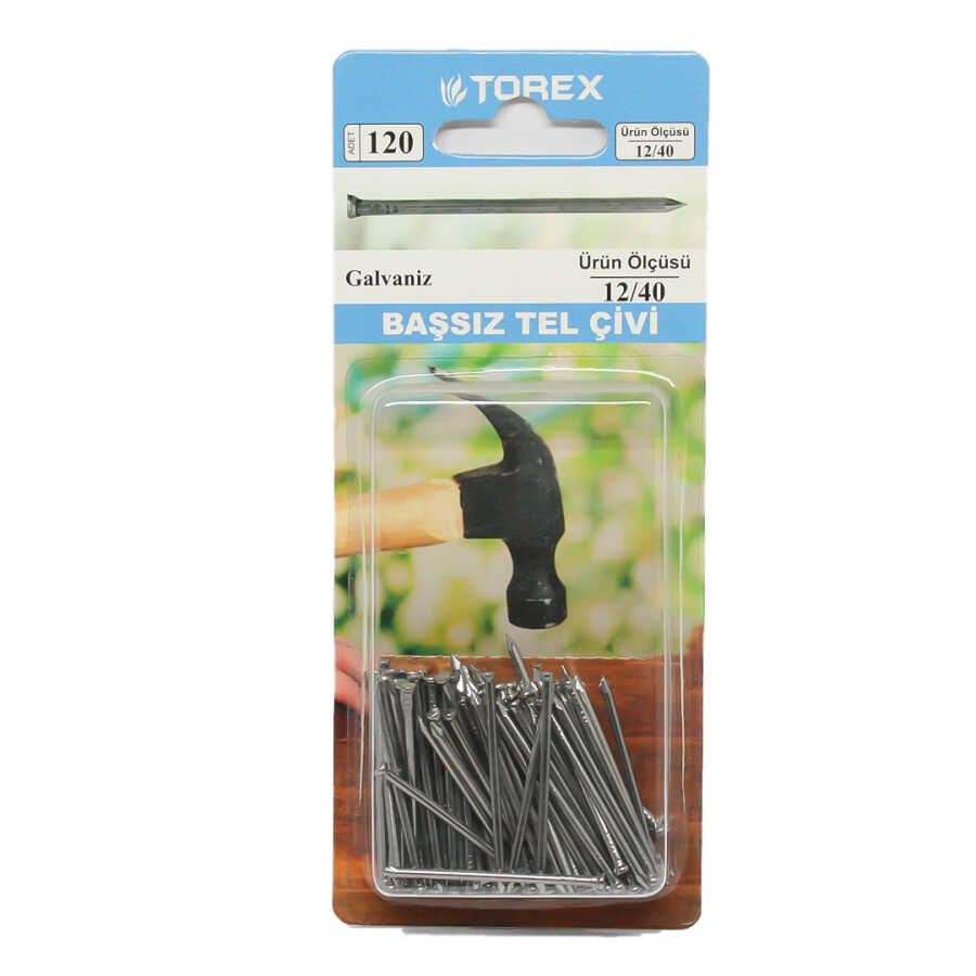 Torex Tel Çivi Başsız 12x40 Mat - 1 Paket: 74 Adet
