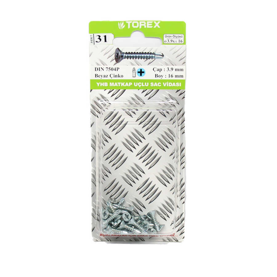 Torex Y.H.B. Matkap Uçlu Vida 3.9X16 1 Paket: 31 Adet