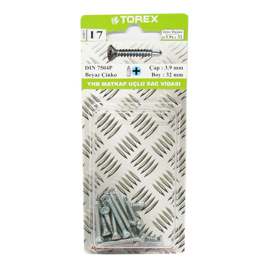 Torex Y.H.B. Matkap Uçlu Vida 3.9X32 1 Paket: 17 Adet