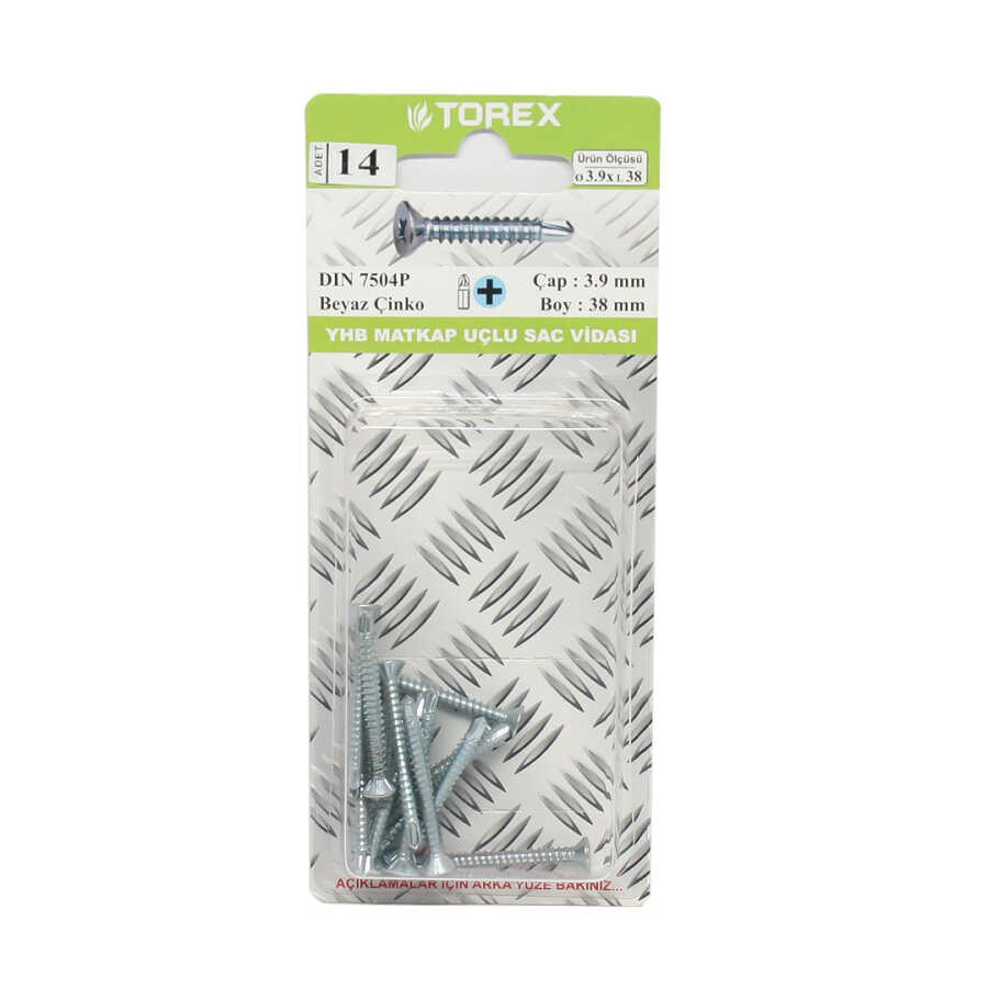 Torex Y.H.B. Matkap Uçlu Vida 3.9X38 1 Paket: 14 Adet