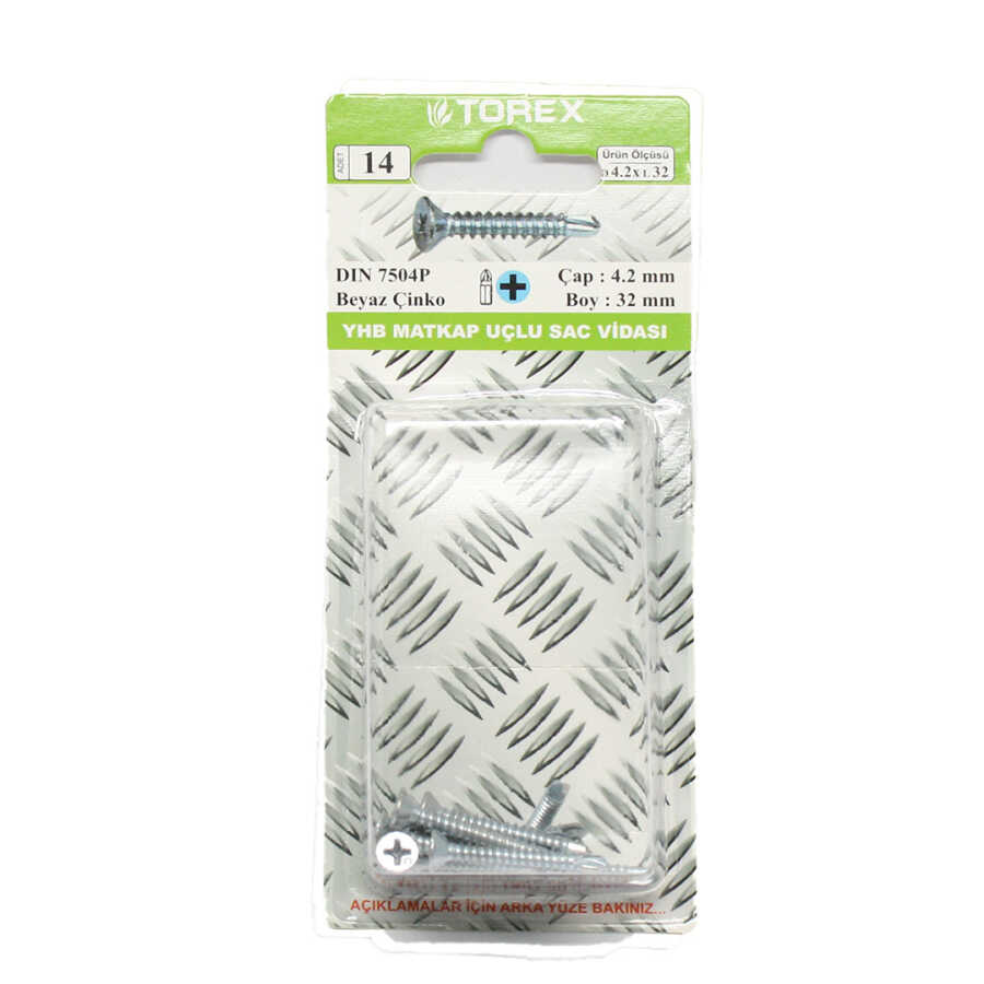 Torex Y.H.B. Matkap Uçlu Vida 4.2X32 1 Paket: 14 Adet