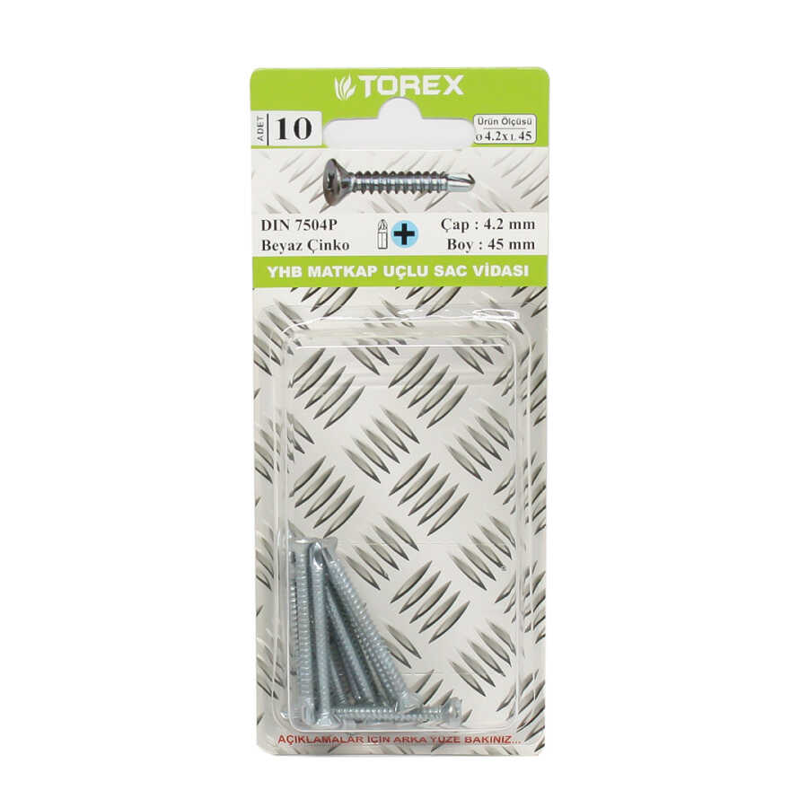 Torex Y.H.B. Matkap Uçlu Vida 4.2X45 1 Paket: 10 Adet