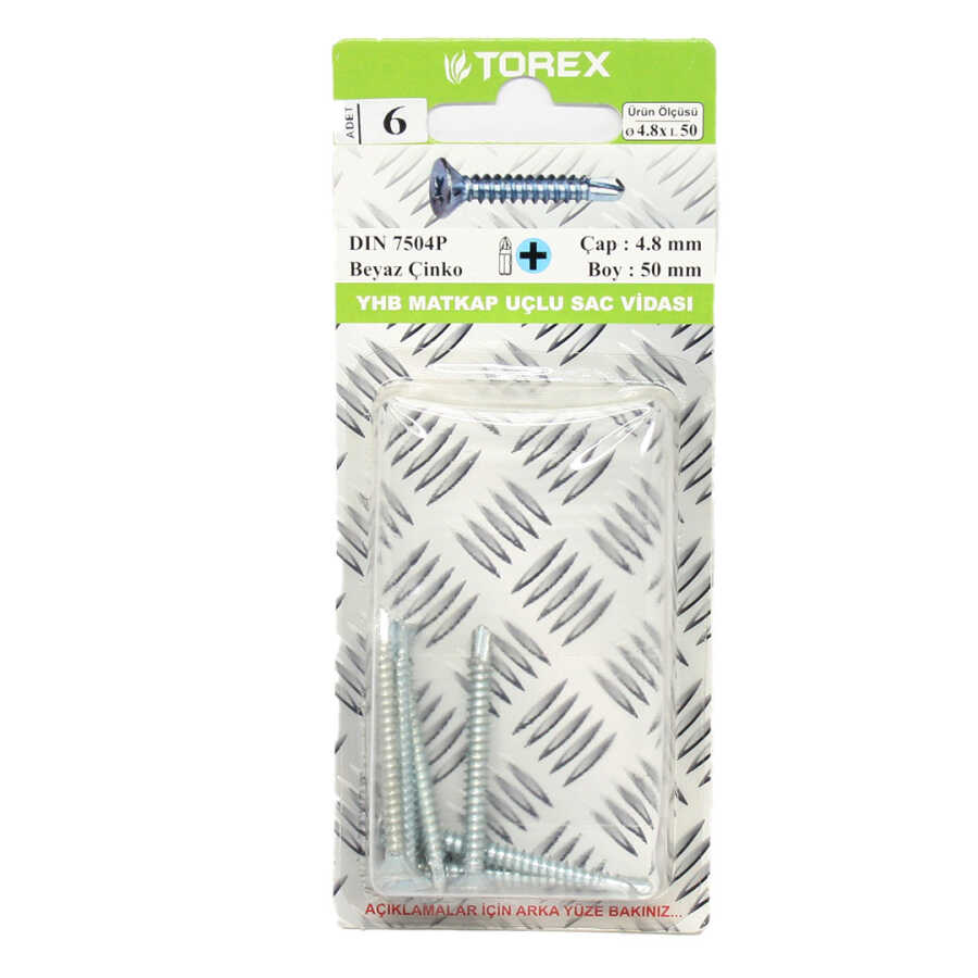 Torex Y.H.B. Matkap Uçlu Vida 4.8X50 1 Paket: 6 Adet