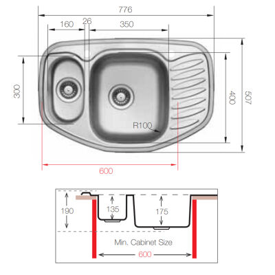 Ukinox Chels 1.5 Bowl Polished Stainless Corner Sink - 3