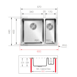 UkInox Eviye ME 340.70 Tezgah Altı E120 - 3
