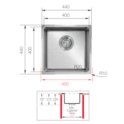 UkInox Eviye ME 400 Tezgah Altı 40x40 - 3