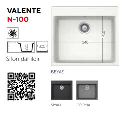 UkInox Eviye Valente N 100 Croma Granit Damlalıksız - 2
