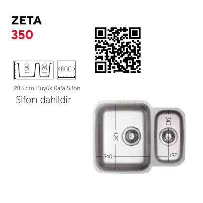 UkInox Eviye Zeta D 1.5 Göz Tezgah Altı - 3