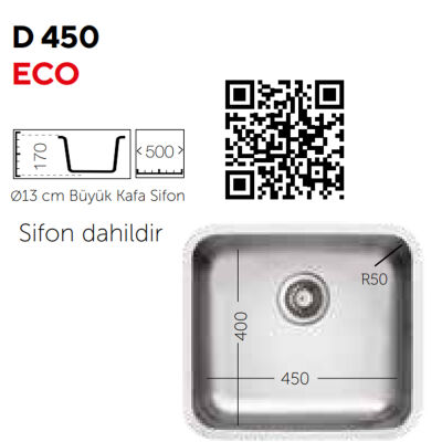 Ukinox Kitchen Sink D 450 45x40 Under Counter Microketen - 2