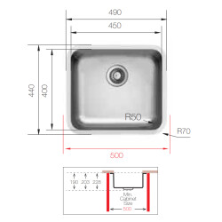 Ukinox Kitchen Sink D 450 45x40 Under Counter Microketen - 3