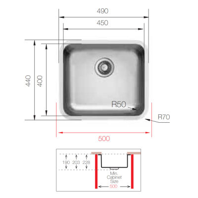 Ukinox Kitchen Sink D 450 45x40 Under Counter Microketen - 3
