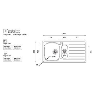 Ukinox Kitchen Sink Hypnos 100 1.5 Left - 4