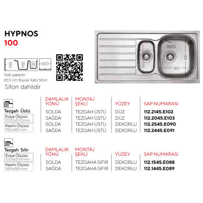 Ukinox Kitchen Sink Hypnos 100 1.5 Left - 2