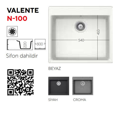 Ukinox Kitchen Sink Valente N 100 Croma Granite - 2