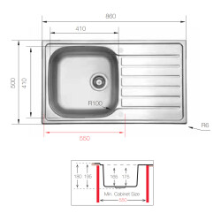 Ukinox Sink Hypnos 50 Decorated 50x86 Right - 3