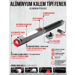 Vip-Tec 891201 Kalem Tipi Alüminyum El Feneri - 3