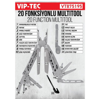 Vip-Tec VT875195 Multifonksiyonel Pense Çakı 20 Parça - 2