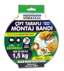 Vodaseal Çift Taraflı Montaj Bandı 19mmx25Mt - Vodaseal