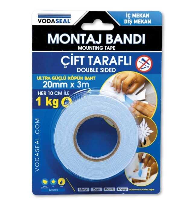 Vodaseal Çift Taraflı Montaj Bandı 20mmx3Mt