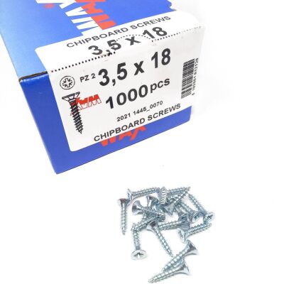 Wax Chipboard Screw 3.5X18 (1000 Pieces) - 2